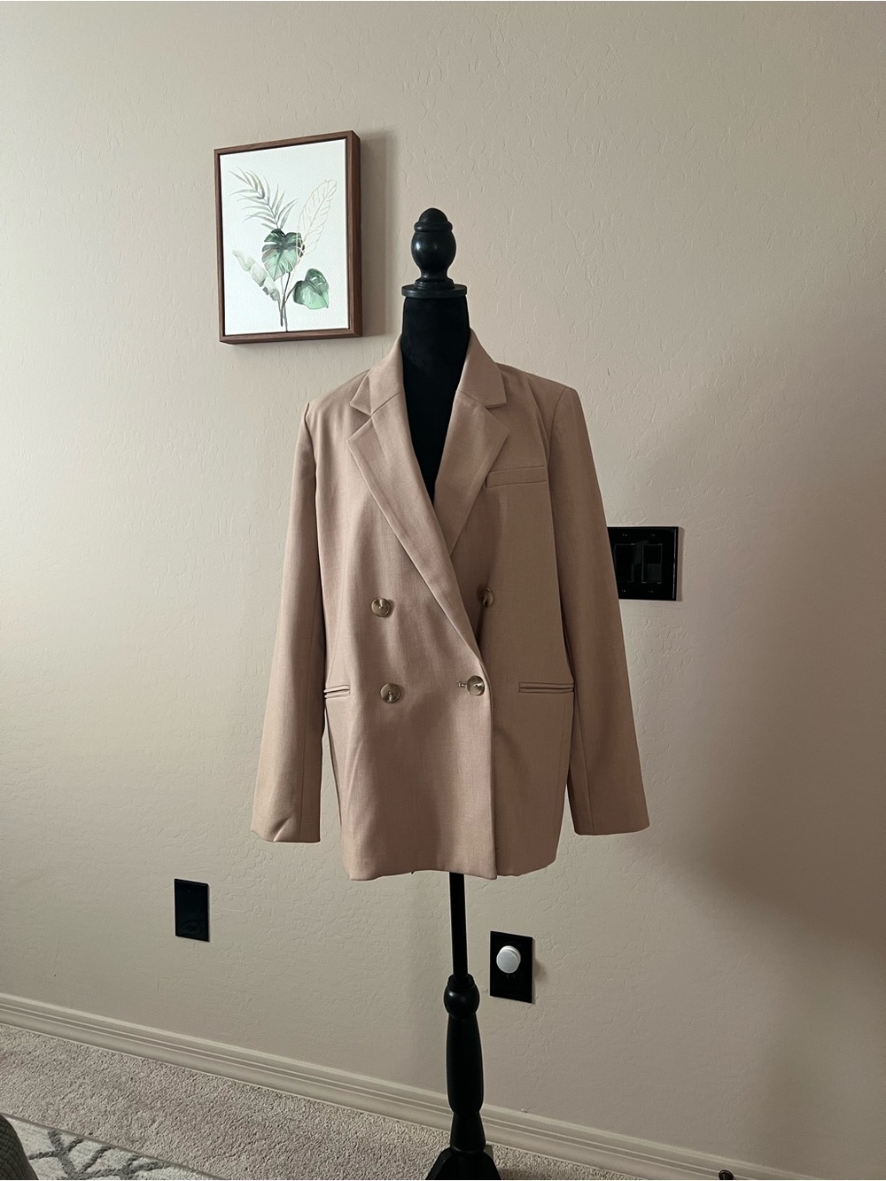 NWT Anthropologie Taupe Double-Breasted Blazer